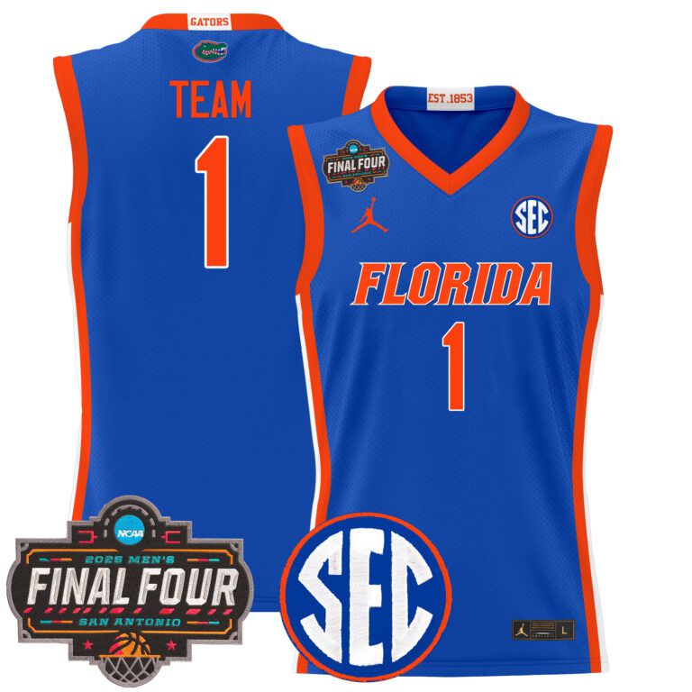 Men Florida Gators #1 Team blue 2025 Final Four Patch NCAA Jersey->ncaa teams->NCAA Jersey